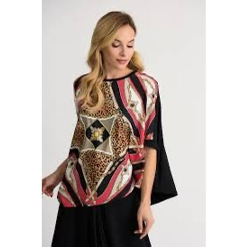JOSEPH RIBKOFF LDS Papaya Multi Composition Top Blouse Size 16